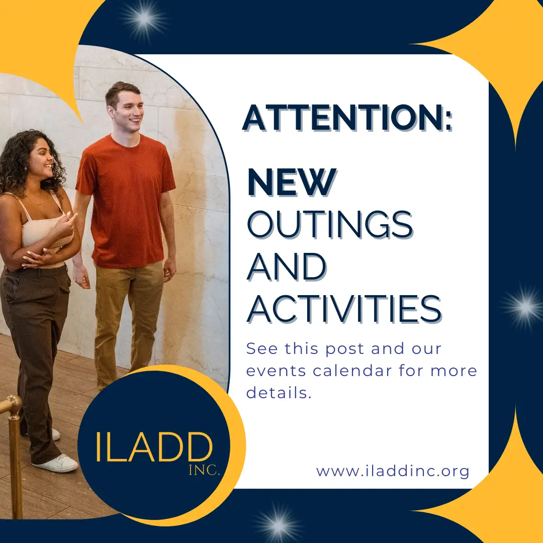 Announcement banner for ILADD outing activities.
